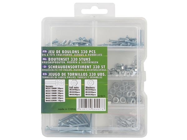 Velleman BOLT SET 330 PCS (PHILIPS SCREWS, NUTS & WASHERS)