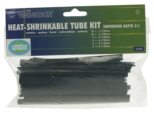 Velleman HEAT-SHRINKABLE TUBE KIT - 40pcs- BLACK