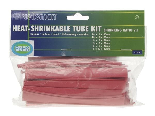 Velleman HEAT-SHRINKABLE TUBE KIT - 40pcs- RED