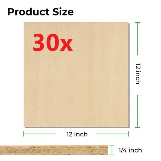 [MAK-P5020061] 3mm Basswood Plywood 30x30cm 30pcs