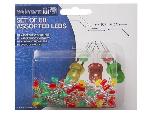 [VEL-K/LED1] Velleman Assortment of 80 LEDs