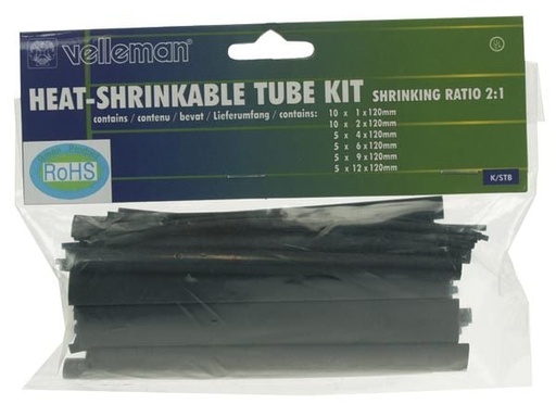 [VEL-K/STB] Velleman HEAT-SHRINKABLE TUBE KIT - 40pcs- BLACK